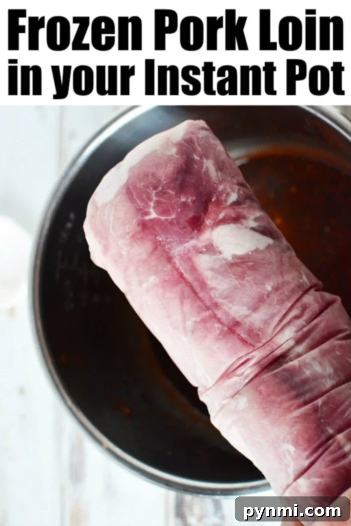 Frozen Instant Pot pork tenderloin is easier than you think! Yes! You can now cook a rock hard frozen tenderloin in your pressure cooker to tender in no time. #instantpot #instantpotrecipeseasy #instantpotrecipes #instantpotporkloin #porktenderloin #pork #tenderloin #thetypicalmom instant pot frozen pork tenderloin