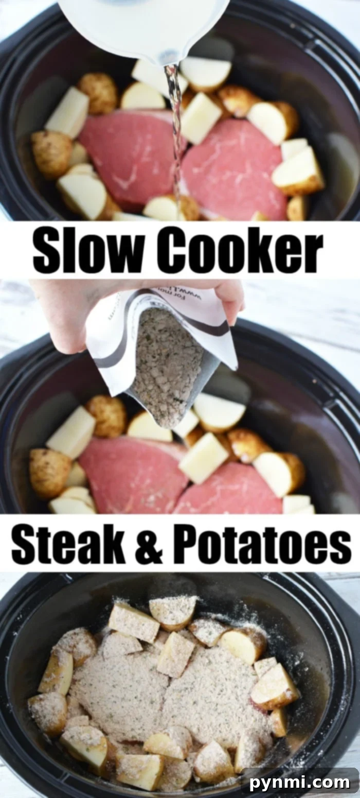 slow cooker steak and potatoes with gravy