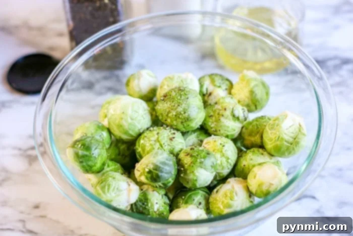 Golden Air Fried Bacon Wrapped Sprouts 5 Fresh brussel sprouts ready for preparation