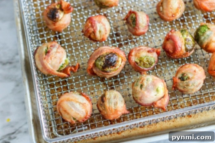 Golden Air Fried Bacon Wrapped Sprouts 6 Crispy brussels sprouts with golden brown bacon