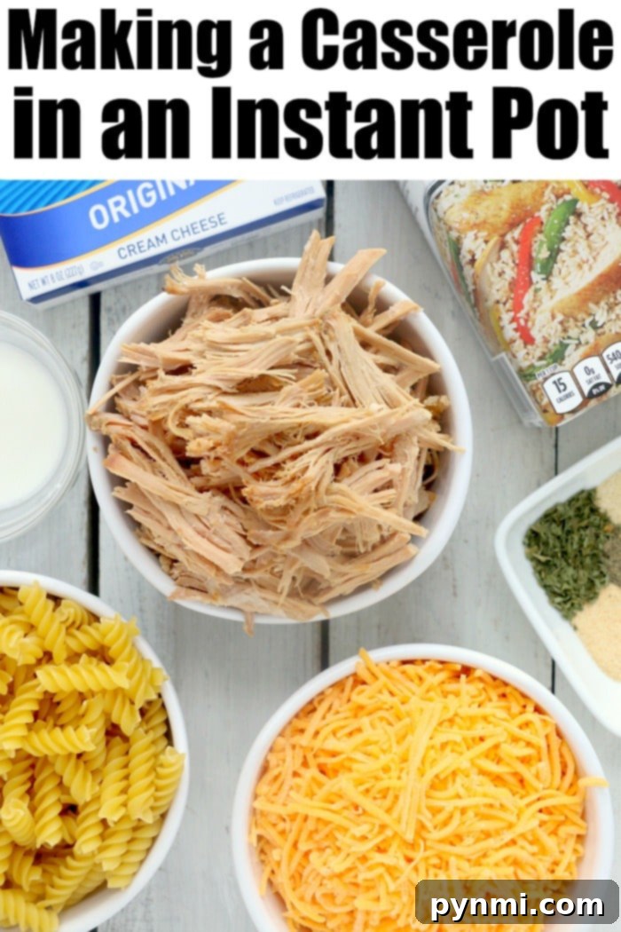 Creamy and cheesy pressure cooker casserole with meat and pasta! creamy pressure cooker casserole