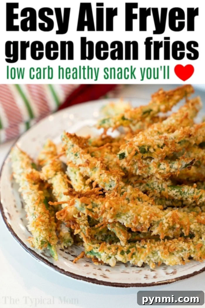 Air Fryer Crispy Green Beans 8 Close-up of air fryer green bean fries on a plate.
