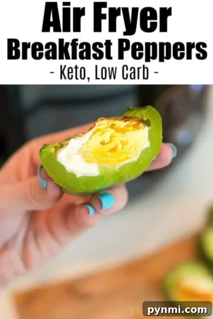 Air fryer breakfast ideas are here, plus the best air fryer banana bread recipe to make in the morning or for dessert. From eggs to sweet and more! Low Carb Air Fryer Breakfast Recipes, showcasing a delicious stuffed bell pepper with egg, a perfect keto breakfast option.
