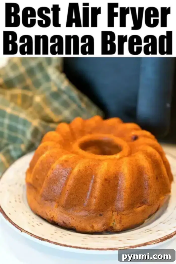 Air Fryer Breakfast Delights 7 Quick and easy air fryer breakfast recipes, featuring a perfectly baked banana bread loaf.