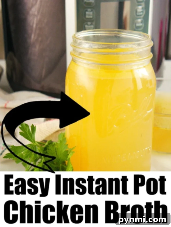 Here's an easy chicken broth Instant Pot recipe for you! 2 in 1 meal where you can make shredded chicken + homemade chicken broth you can use and store for later. Chicken Broth Instant Pot