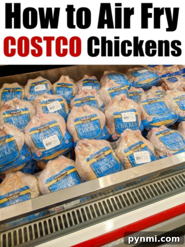 Air fryer Costco chicken recipes including whole chicken, thighs, legs, breast, and wings. Perfect for healthy and quick dinners!