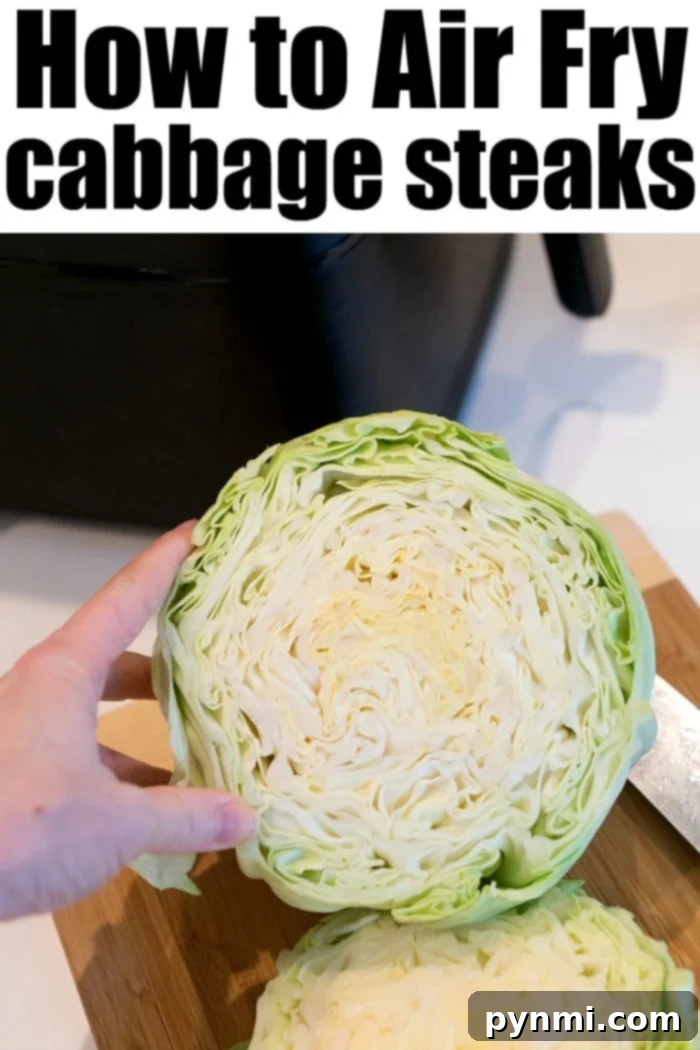 Cabbage steaks in an air fryer or quarters come out tender yet crispy on the edges with LOTS of flavor. If you love this vegetable, this is a new way to try it. #airfryer #airfryerrecipes #airfryercabbage #ninjafoodi #cabbage #cabbagesteaks air fryer cabbage steaks