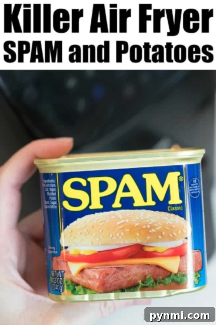 Air fryer SPAM slices served with a side dish