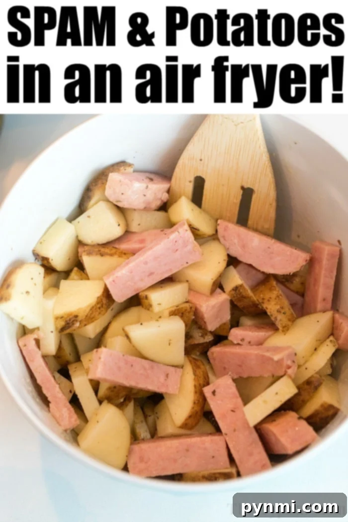 Air fryer SPAM and potatoes, a hearty and crispy meal