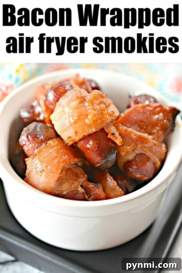 Golden Air Fryer Bacon Bites 10 Bacon Wrapped Smokies in Air Fryer