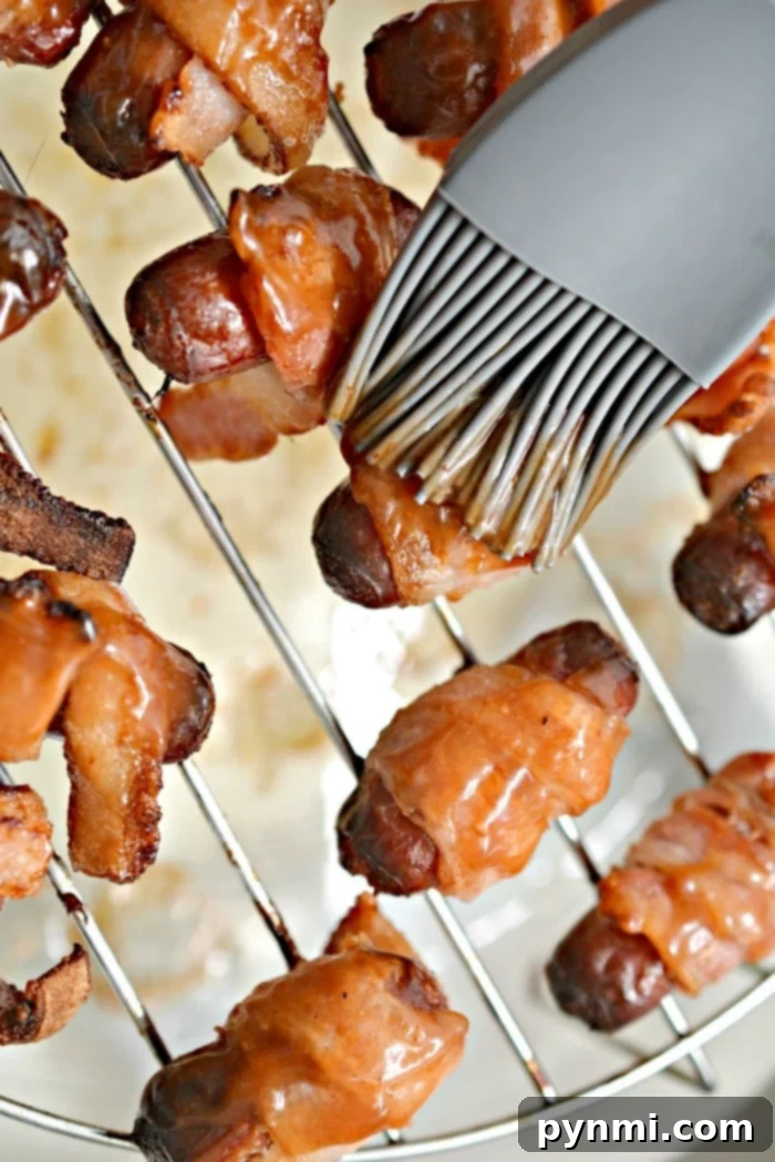 Golden Air Fryer Bacon Bites 6 Bacon Wrapped Smokies
