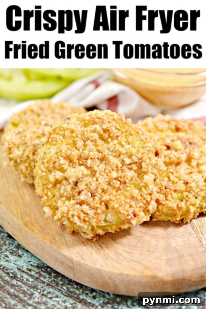 Best air fryer fried green tomatoes are easier to make crispy delicious than you might think! How to make your favorite crunchy vegetable side dish tonight. #greentomatoes #airfryerrecipes #ninjafoodi #airfryer air fryer fried green tomatoes - Best air fryer fried green tomatoes, crunchy and delicious