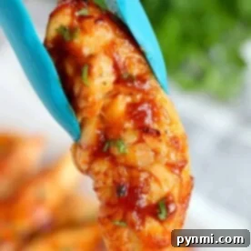 Air Fryer Chicken Tenders No Breading, glazed with BBQ sauce