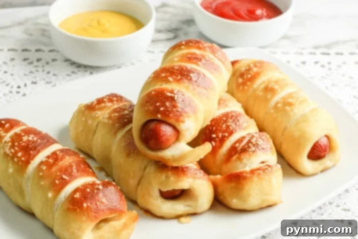 Platter of homemade Auntie Anne's pretzel dogs