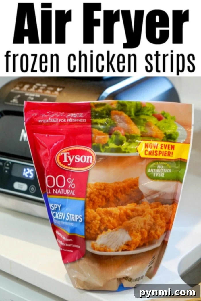 Witness the transformation of frozen chicken into perfectly air-fried crispy tenders. Air Fryer Frozen Chicken Tenders in Basket