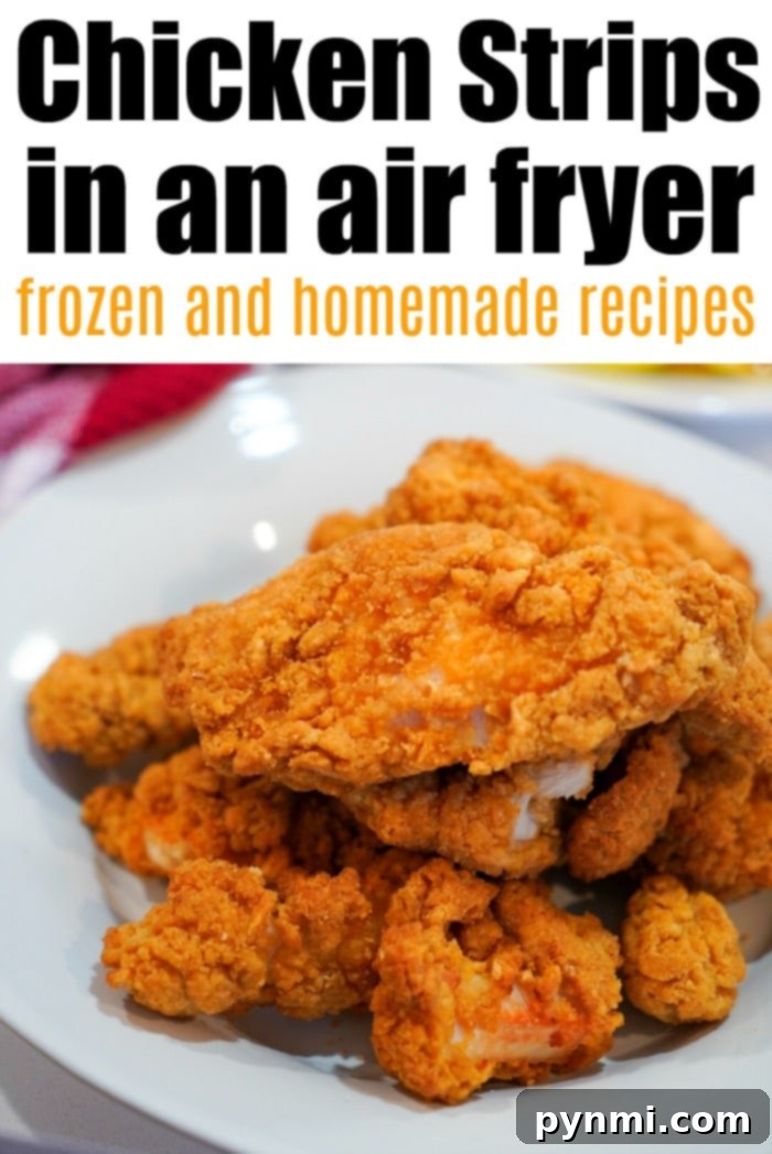 Serve up perfectly crispy air-fried chicken tenders – a quick and delicious meal. Air Fryer Frozen Chicken Strips Served with Dipping Sauce