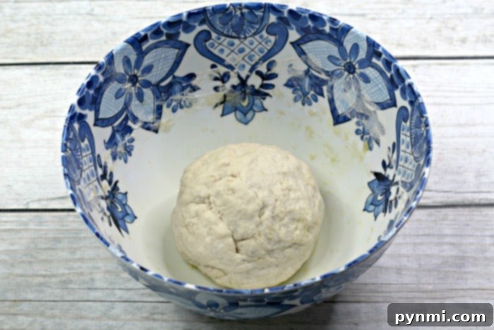 Effortless Slow Cooker Bread 2 Unbaked bread dough, round and smooth, ready for the slow cooker.