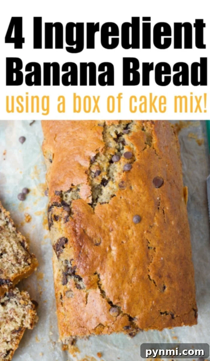 Less Is More Meals 3 Delicious 4-ingredient banana bread loaf, sliced and ready to serve, showcasing its moist texture and golden-brown crust. A perfect example of simple, yet satisfying few-ingredient baking.
