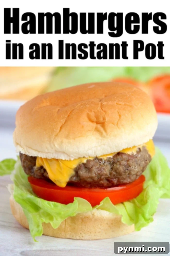 A delicious Instant Pot hamburger with melted cheese and fresh vegetables
