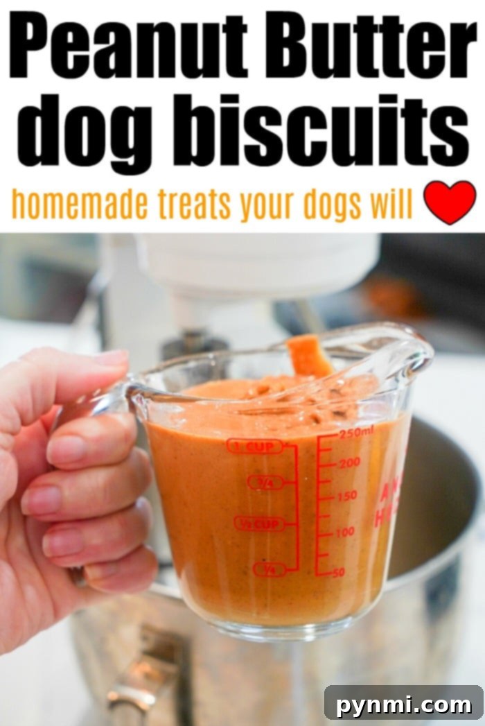 Homemade dog biscuits made with peanut butter that your puppy will love! Only 5 ingredients and less than 30 min. A batch of homemade dog biscuits dough ready for baking