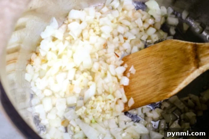 Instant Pot One-Pot Chicken Broccoli Rice 4 Diced onions ready for sautéing in the Instant Pot