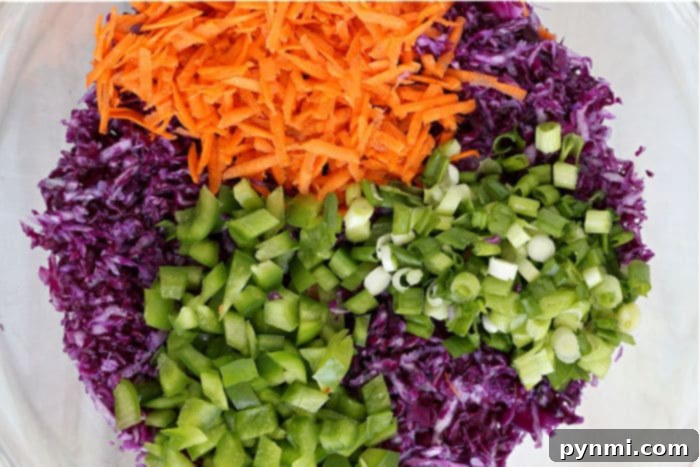 Tangy Purple Cabbage Slaw 4 Hands demonstrating how to thinly shred red cabbage for coleslaw preparation.