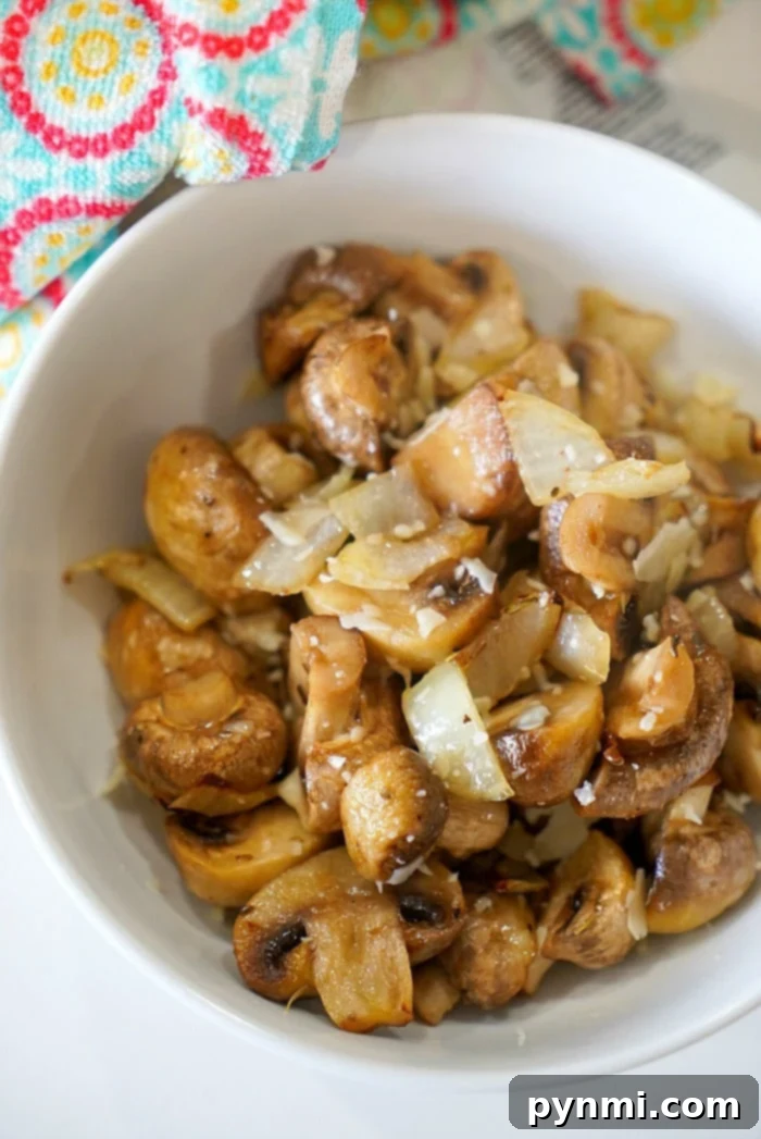 Air fryer mushroom recipe, ready to be stored or served.