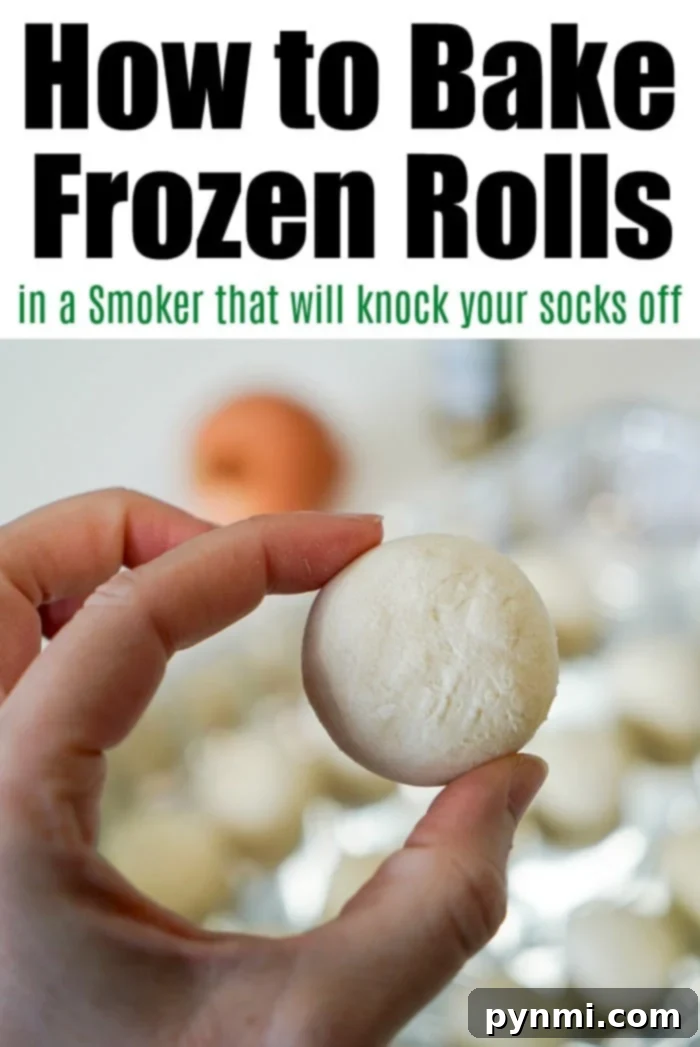 Bag of Rhodes frozen dinner rolls, ready for thawing and use in a recipe.