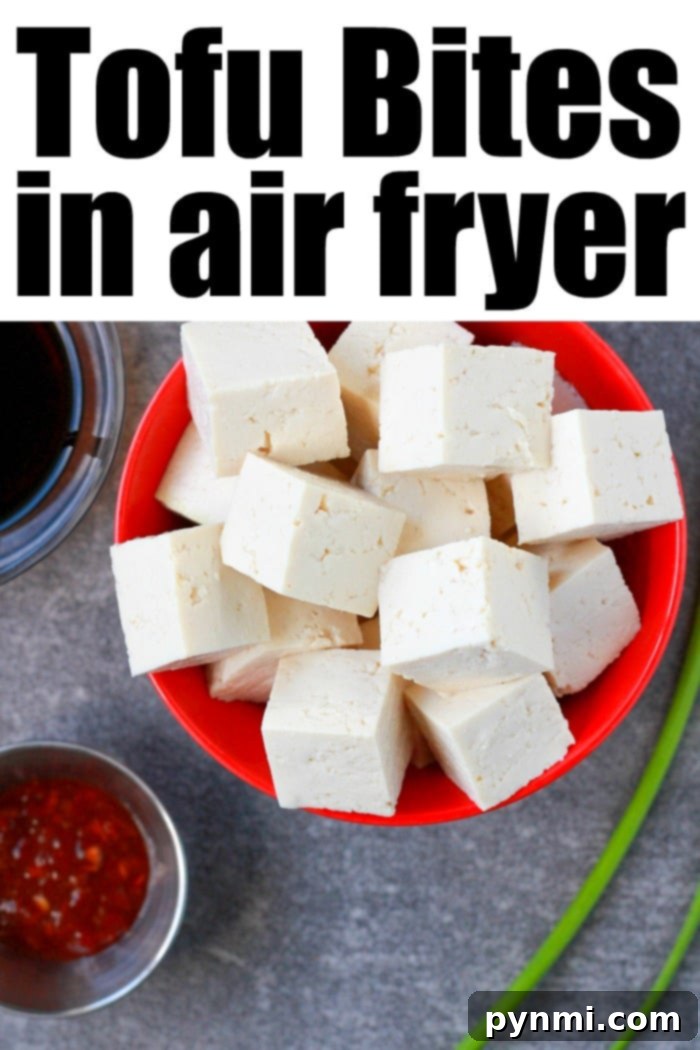 Air fryer tofu bites with a killer Asian marinade, ready to serve