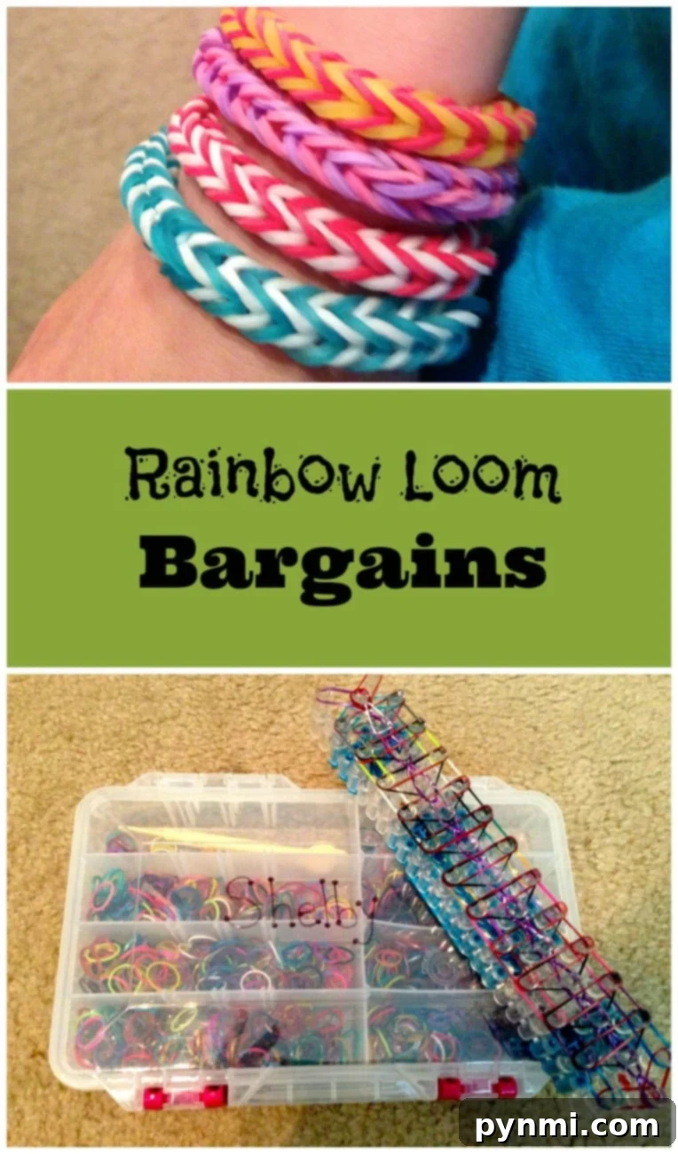 Vibrant collection of Rainbow Loom bracelets, showcasing various colors and designs from simple to intricate
