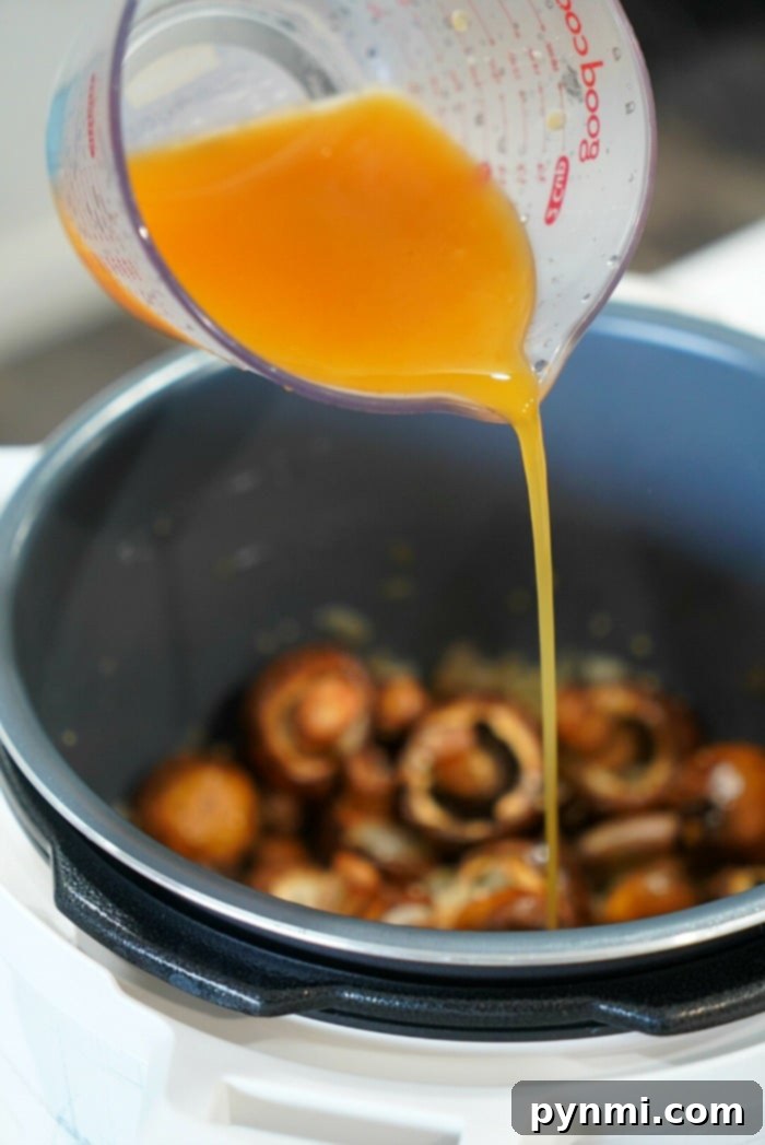 Easy Instant Pot Mushrooms 13 Close-up of the best sautéed mushrooms with herbs