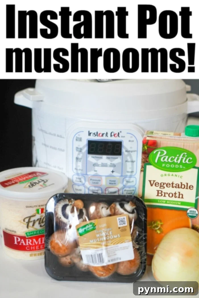 Easy Instant Pot Mushrooms 4 Close up of perfectly cooked pressure cooker mushrooms