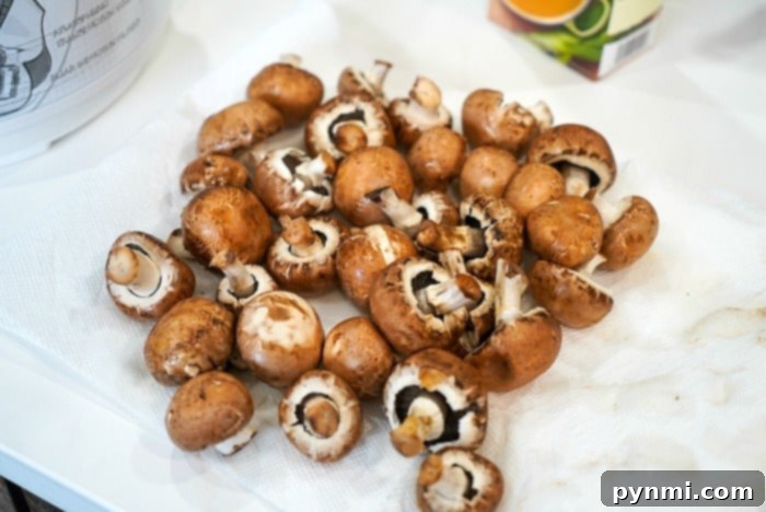 Easy Instant Pot Mushrooms 5 Fresh baby bella mushrooms before cooking