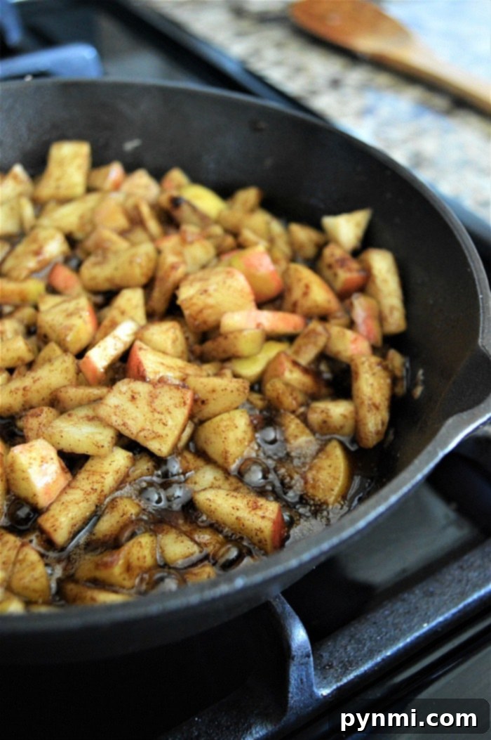 Perfectly spiced Cinnamon Apples ready for baking.