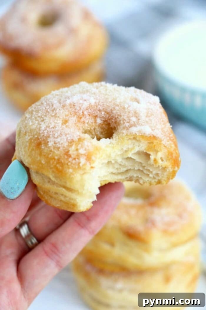 Golden Air Fryer Biscuit Donuts by Ninja 2 Delicious air fryer biscuit donuts, perfectly golden and ready to be topped.