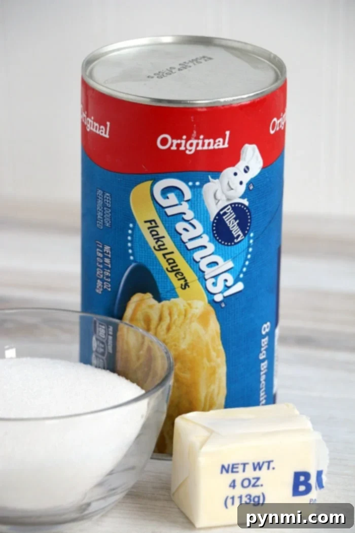 Golden Air Fryer Biscuit Donuts by Ninja 4 A stack of Pillsbury Grands biscuits, the ideal choice for making fluffy homemade donuts.