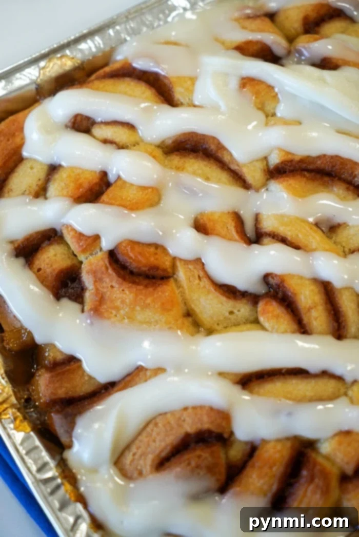 Irresistible Rhodes Cinnamon Rolls 2 Golden-brown frozen cinnamon roll casserole with apple pie filling, ready to bake in smoker or oven