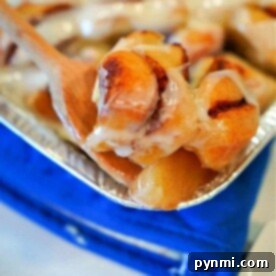 Baked Rhodes Cinnamon Rolls Casserole with apple pie filling