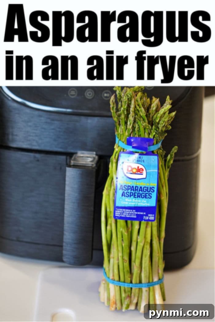 Ninja Foodi Air Fryer Asparagus: Quick & Crispy 4 Close-up of perfectly cooked air fryer asparagus, lightly browned and ready to serve.