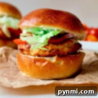 A close-up of a perfectly air-fried frozen turkey burger patty.