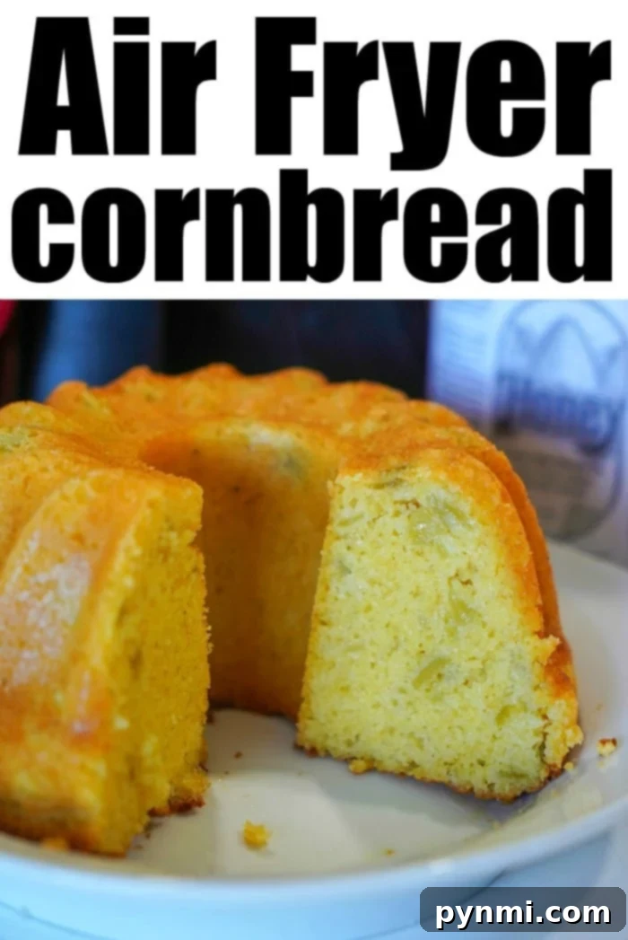 Golden Air Fryer Cornbread 7 The finished air fryer cornbread, golden and inviting, presented as a delicious and easy-to-make side dish.