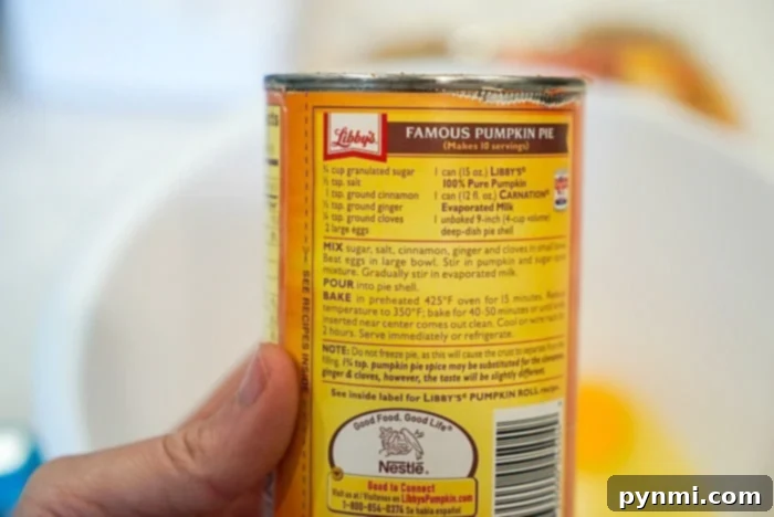 Easy Mini Pumpkin Pie Recipe 4 A can of Libby's pumpkin puree, a staple ingredient for making delicious pumpkin pies.