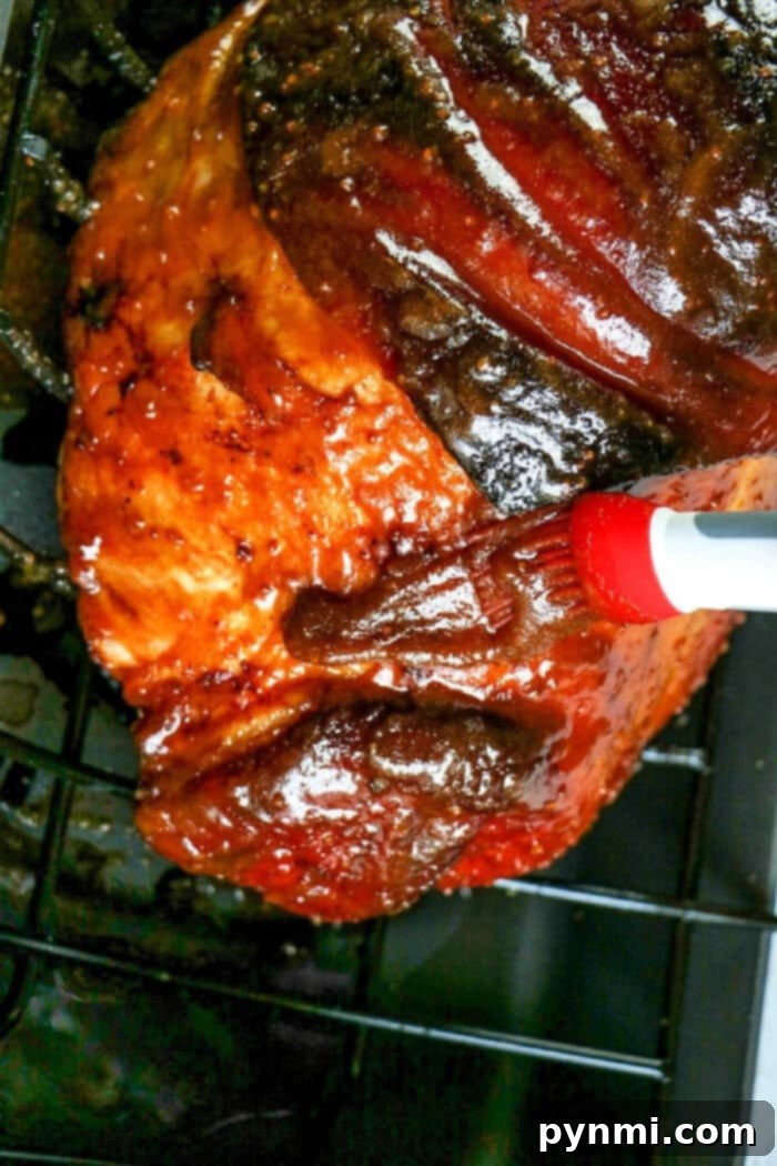Decadent Bourbon Glazed Ham 2 bourbon glazed ham, perfectly browned and glistening with glaze