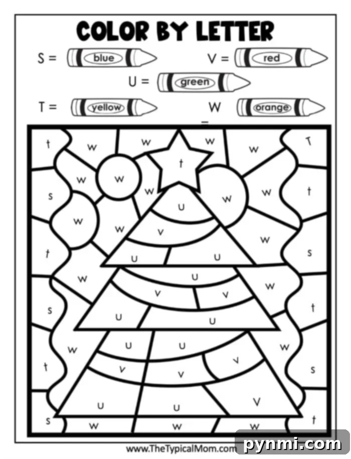 A cheerful kindergarten color by number worksheet, featuring a simple design with large letters, perfect for young children to practice letter recognition and fine motor skills.
