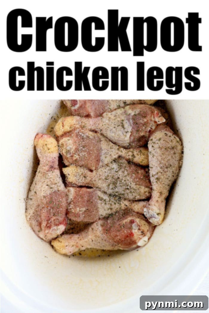 Fall-Off-The-Bone Slow Cooker Chicken Legs 5 Delicious crockpot BBQ chicken legs garnished with fresh herbs.