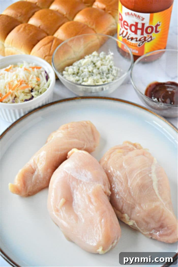 Buffalo chicken ready for shredding after being cooked in an Instant Pot