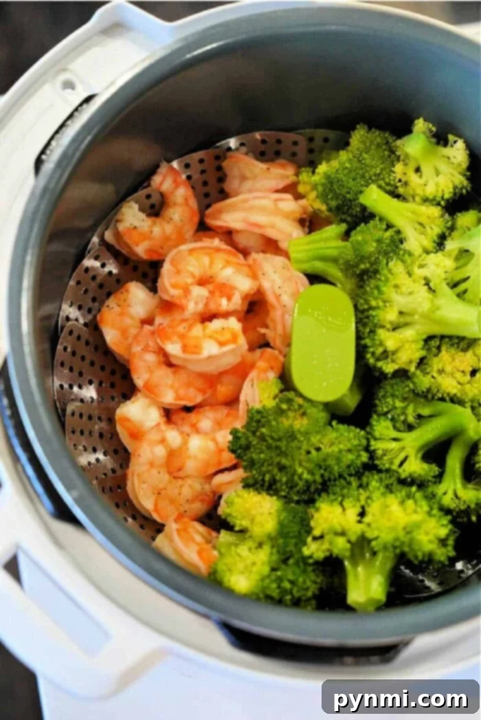 A vibrant display of various Instant Pot shrimp dishes, including steamed shrimp and shrimp pasta, showcasing the versatility of pressure cooking.