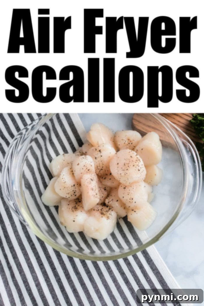 Golden Air Fryer Scallops 4 Close-up of fresh, raw scallops in a bowl, showcasing their natural texture and pristine appearance.