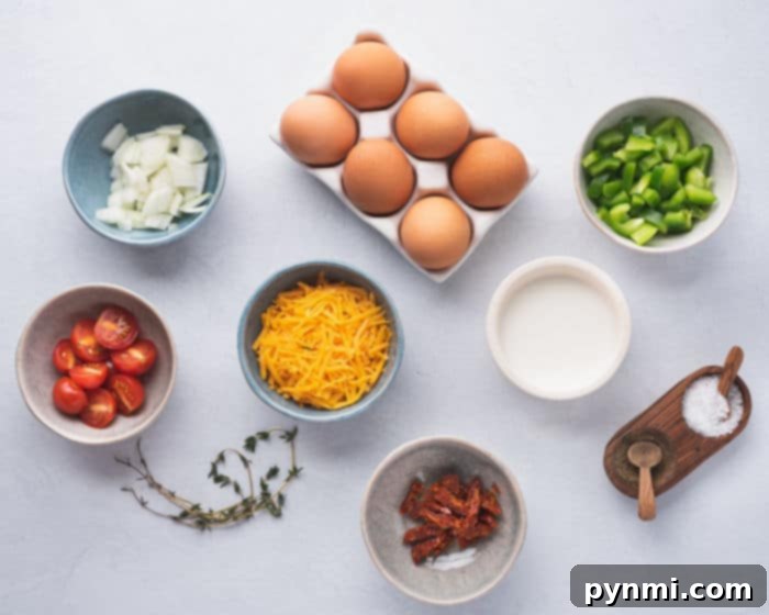 Effortless Air Fryer Quiche 4 Frittata ingredients
