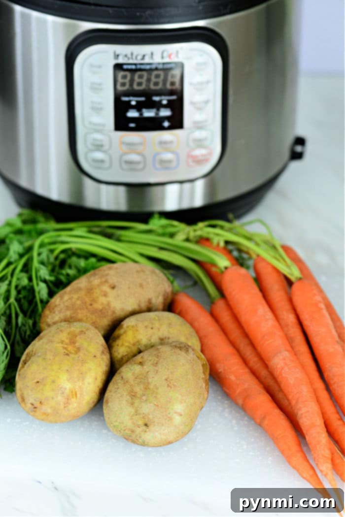 Easy Instant Pot Potatoes and Carrots 3 Variety of instant pot vegetables prepared